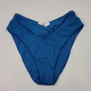 BECCA SWIM NWT HIGH-RISE BLUE BIKINI BOTTOMS SIZE MEDIUM